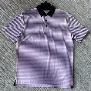Callaway Purple and White Striped Polo Shirt